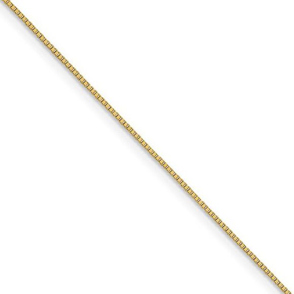 0.9mm 18k Yellow Gold Classic Box Chain Necklace 16 Inch